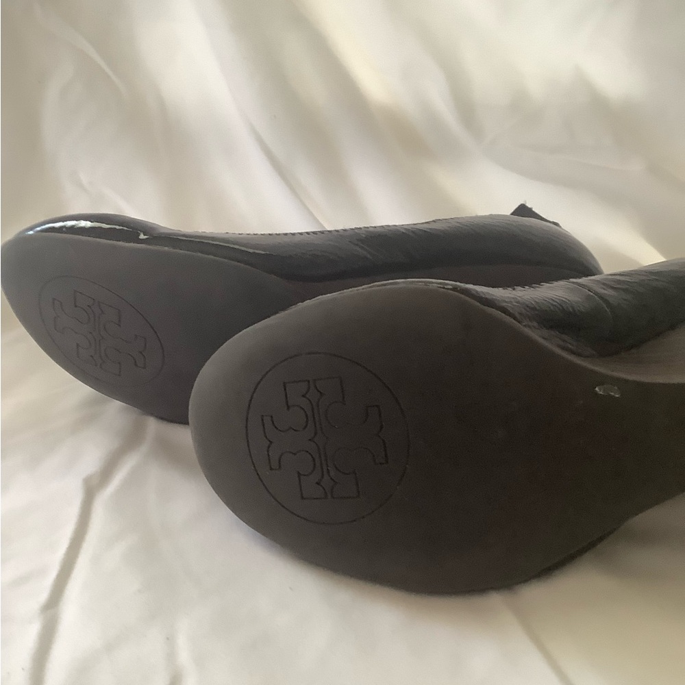 Tory Burch Shiny Black Wedges Like new! - Picture 5 of 6